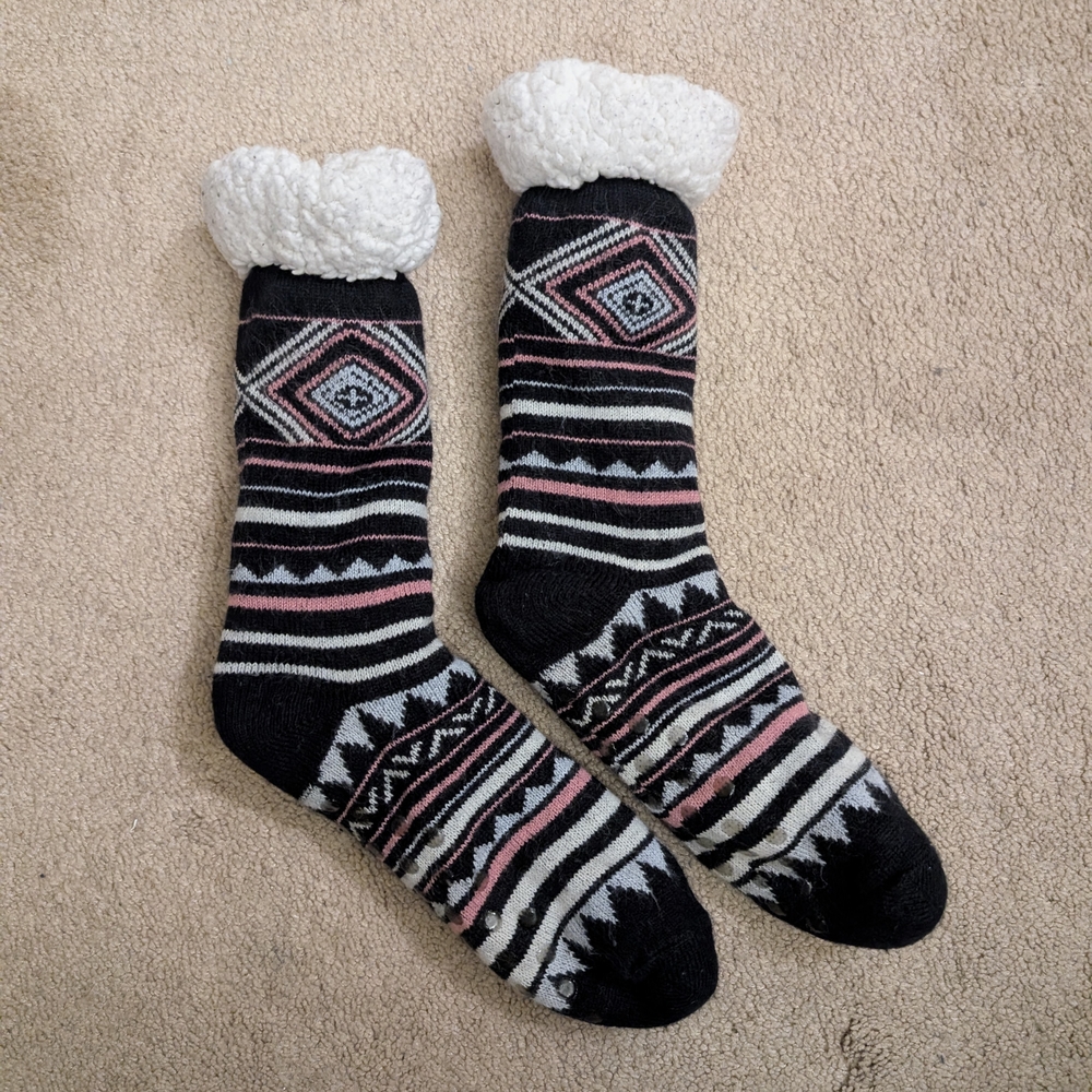 Patterned Black and Pink Socks